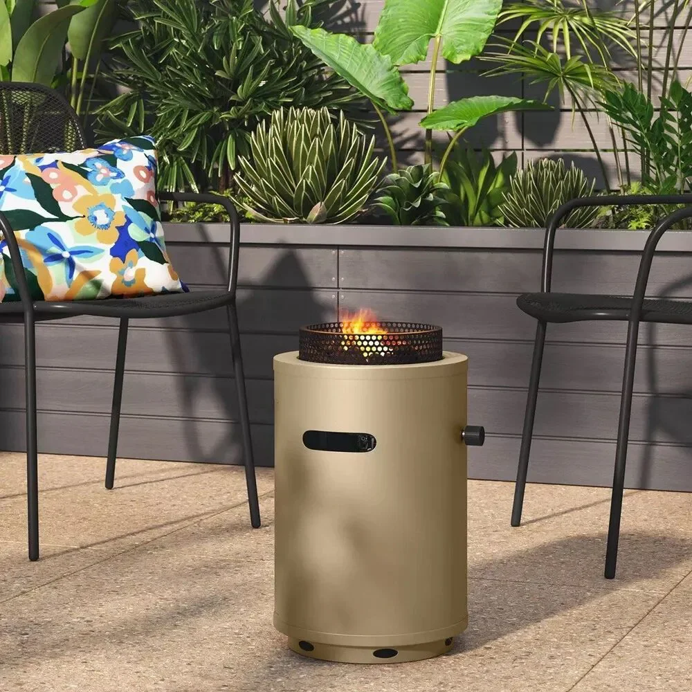 NEW 1lb Propane Liquid Petroleum Gas Round Column Fire Pit in Tan Room Essential